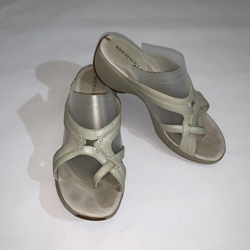 Merrell Sundial Spin Silver Lining Sandals Womens Size 8 Slide Wedge Comfort